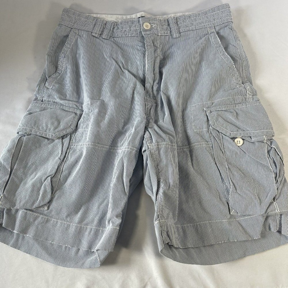 Polo Ralph Lauren 35 Cargo Shorts Striped Flat Front Blue
